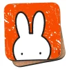 Miffy Eyes Orange Background Cork Coaster