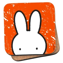 Miffy Eyes Orange Background Cork Coaster