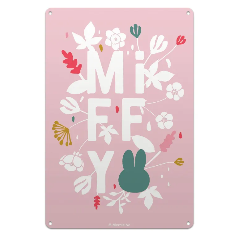 miffy floral expression pink metal sign