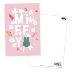 miffy floral expression pink postcard