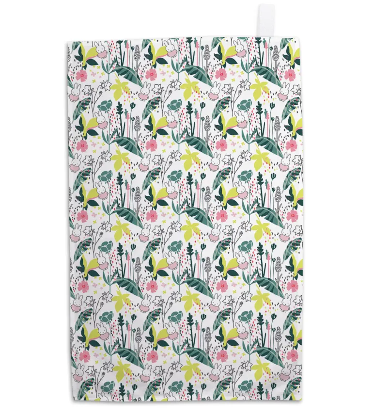 miffy floral expression pattern tea towel