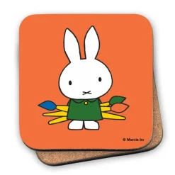 Miffy Holding Paintbrushes Cork Coaster
