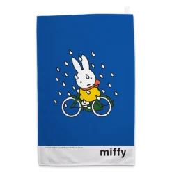 Miffy on Her Bike in the Rain Tea Towel