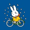 Miffy on Her Bike in the Rain Mini Poster