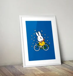 Miffy on Her Bike in the Rain Framed Mini Poster