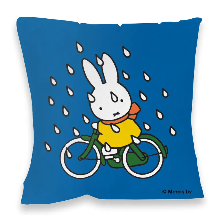 Miffy on Her Bike in the Rain Cushion