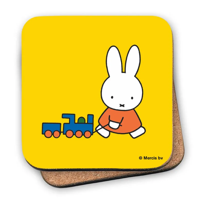 Miffy Pulling a Toy Train Cork Coaster