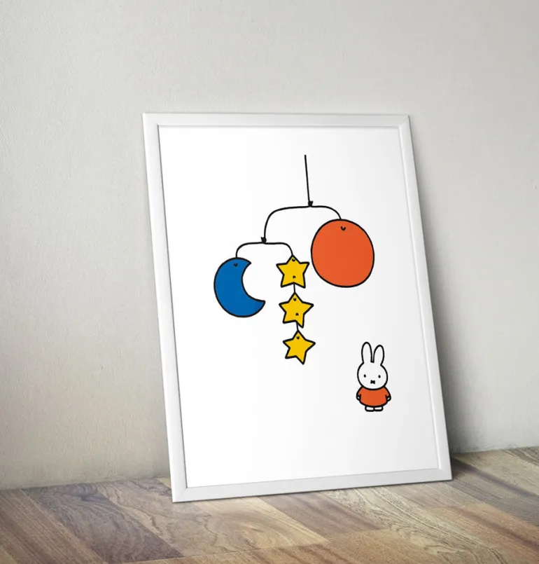 Miffy with a Planet Mobile Framed Mini Poster
